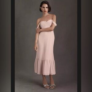 Anthropologie BHLDN NWT Munroe Georgette Midi Dress Sz 0 Off the Shoulder
